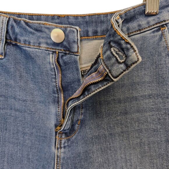 MUJI Women's XS 4 Way Stretch Wide Leg Medium Wash Blue Denim Jeans - Picture 6 of 16